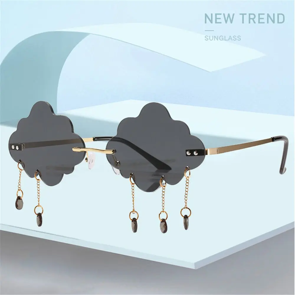 Fashion Funny Cloud Shaped Shades Clouds Tassel Sunglasses Rimless Sunglasses Steampunk Sunglasses Disco Glasses