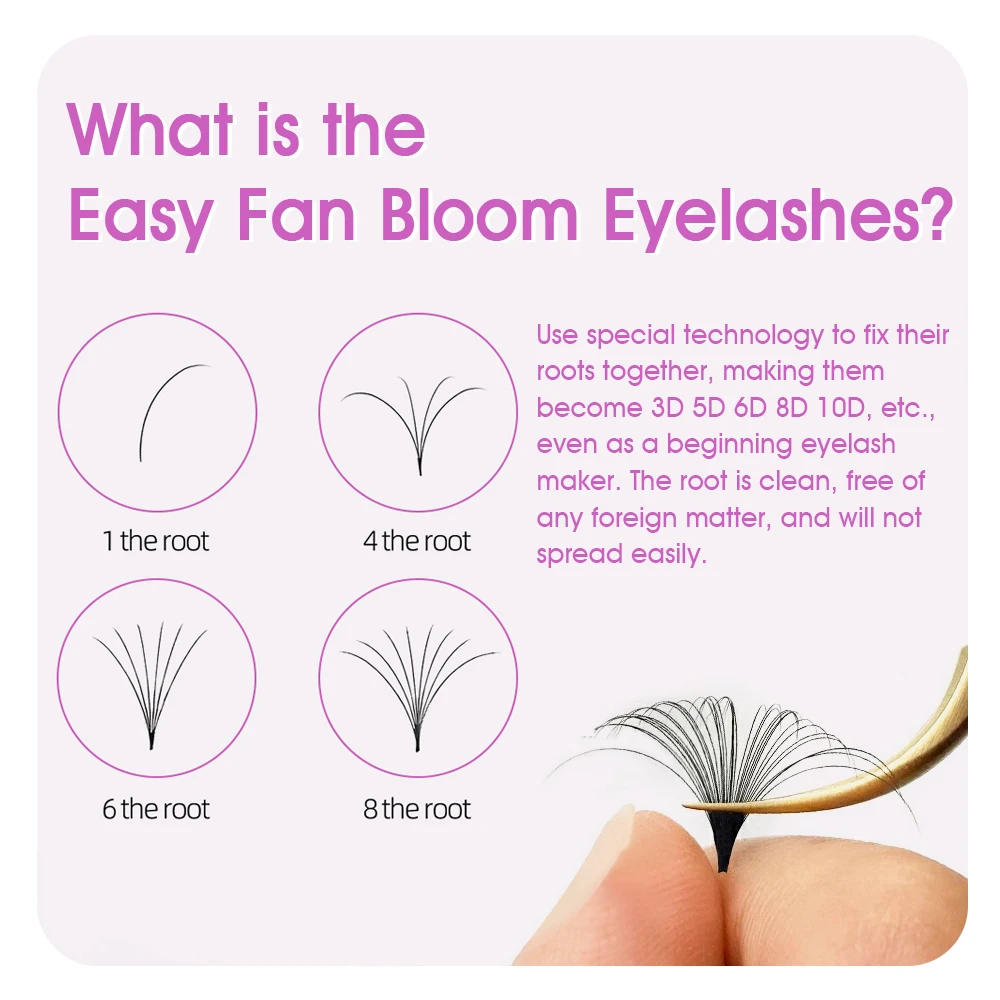 MASSCAKU Make-up Super Long Easy Fanning False Lashes 8-20mm Fast Blooming 2d-20d Fanning Lashes for Building Eyelash Extension