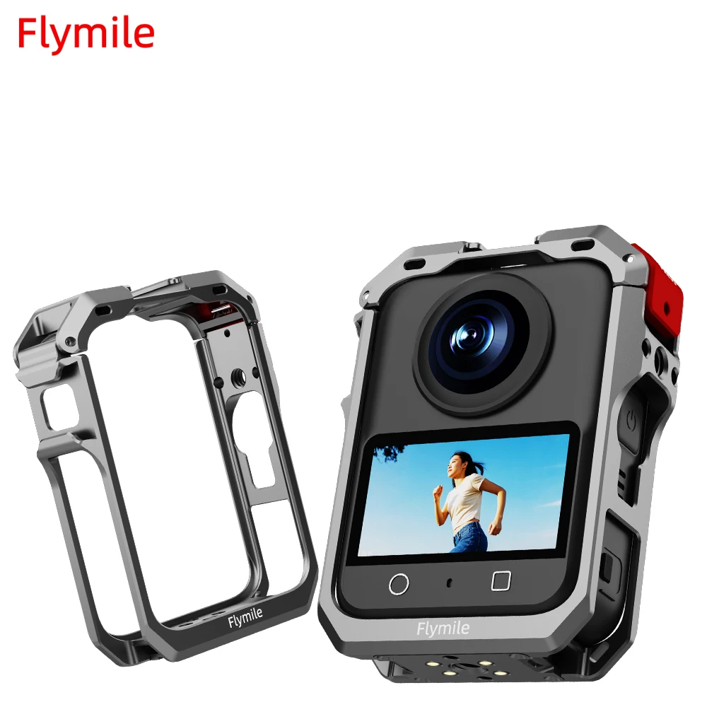 

Клетка с алюминиевой рамкой Flymile для DJI Osmo360, ручка, клетка, аксессуары для камеры, силиконовая крышка объектива, панорамная камера, защитная защита от падения