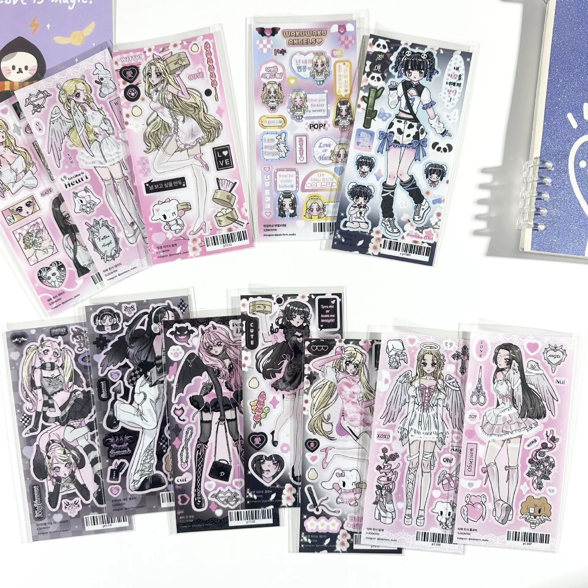Angel Devil Cute Stickers Sweet Cool Girl Ins Korean Gooka Journal DIY Decoration Material Wholesale for Craft Supply Essential