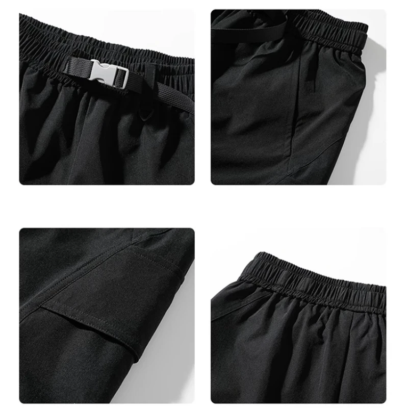 Unisex Outdoor Waterproof Shorts   Inseam Elastic Waist with Adjustable Drawstring  Lightweight Quick-Dry Utility Pockets