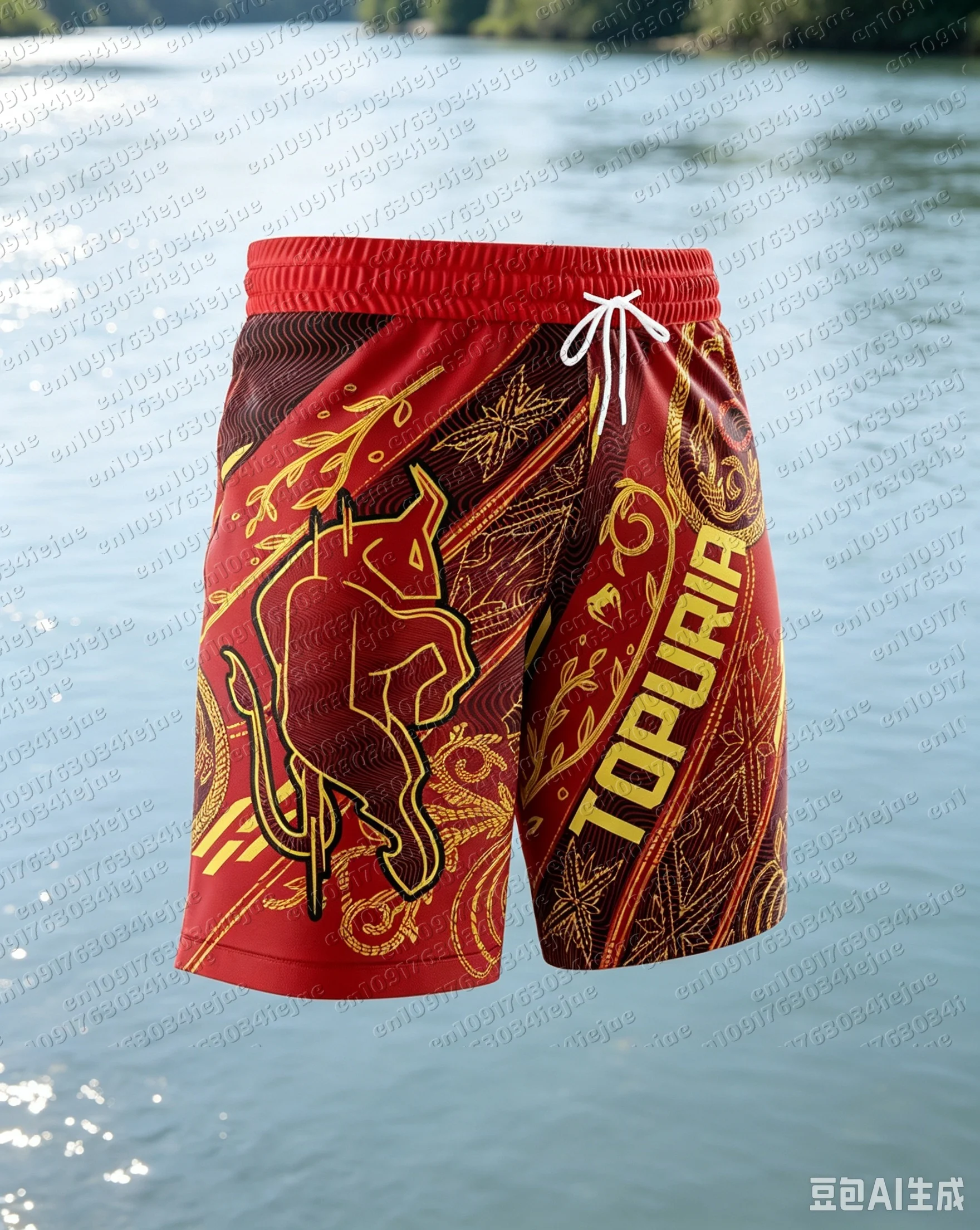 2026 Bullfighter ILIA TOPURIA Herren Rennshorts in Kid Red, atmungsaktiv, locker geschnitten, schnelltrocknend, für Sporttraining, Kampfsport und Fitness. – Detail 4