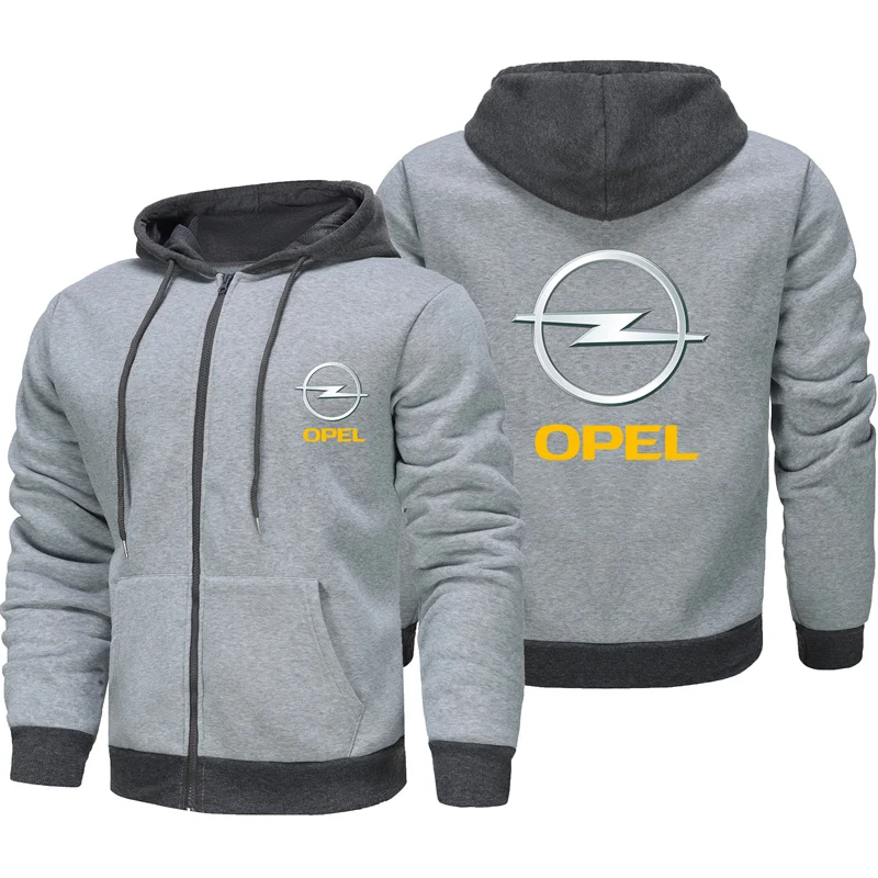 New Autumn/Winter Men\'s Zipper Hoodie Letter OPEL Lightning Print New Zipper Hoodie Long sleeved Hoodie