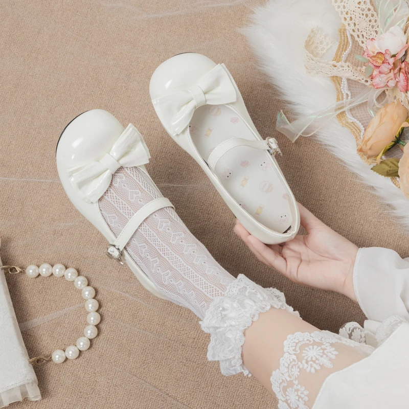 Women Shoes High Quality Leather Casual Shoes Sweet Cute Bowknot Women Lolita Shoes Mary Jane Shoe Shallow Mouth Single Shoe view 2