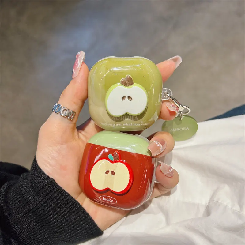Cute 3D Apple Heart Design Protective Sleeve for Samsung Galaxy Buds 4 Pro 3 FE 2 Pro Live Core Bluetooth Earphone Pendant Case