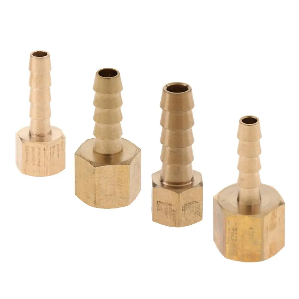 Brass Female BSP Pipe Fitting x Barbed Hose Tail Connector Coupler Adapter, 4 Sizes