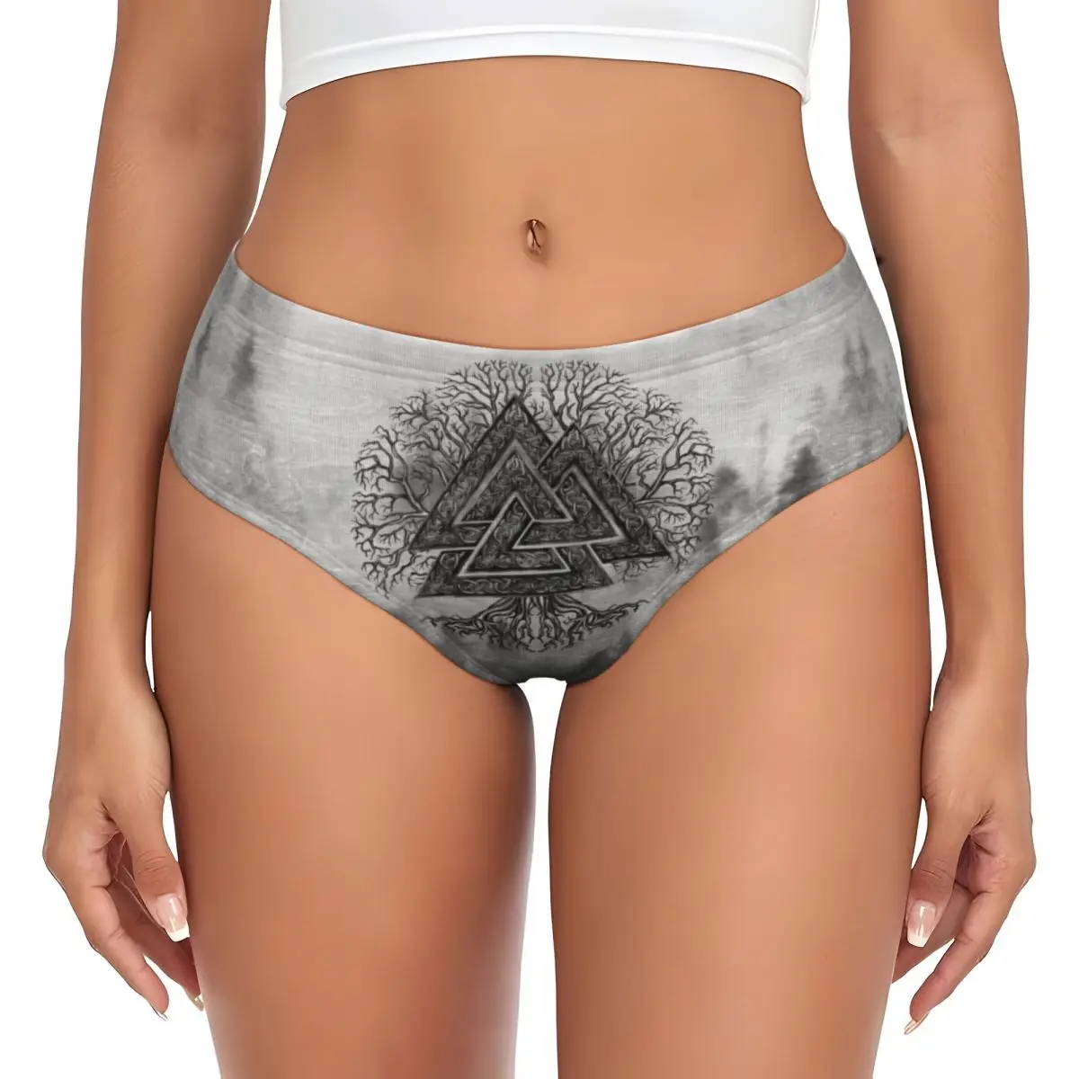 Culotte Respirante Personnalisée pour Femme, Sous-Vêtement Viking Norse, Valknut et Arbre de Vie Yggdrasil