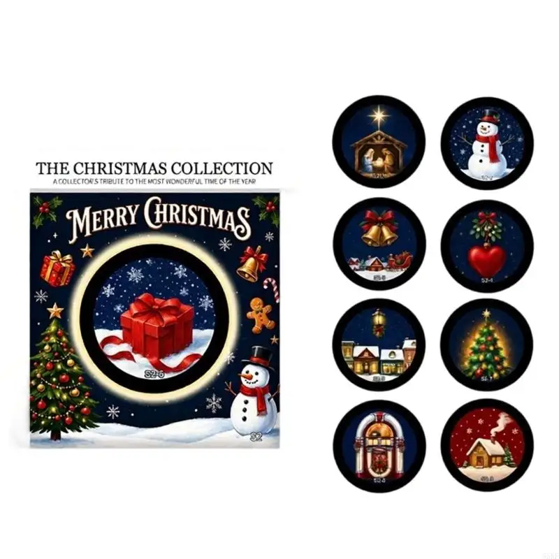 Christmas Fridge Music Player Tap to Play Vinyls Record 9 Disc LED Light Music Box Audios Player with Memory Card and USB Cable