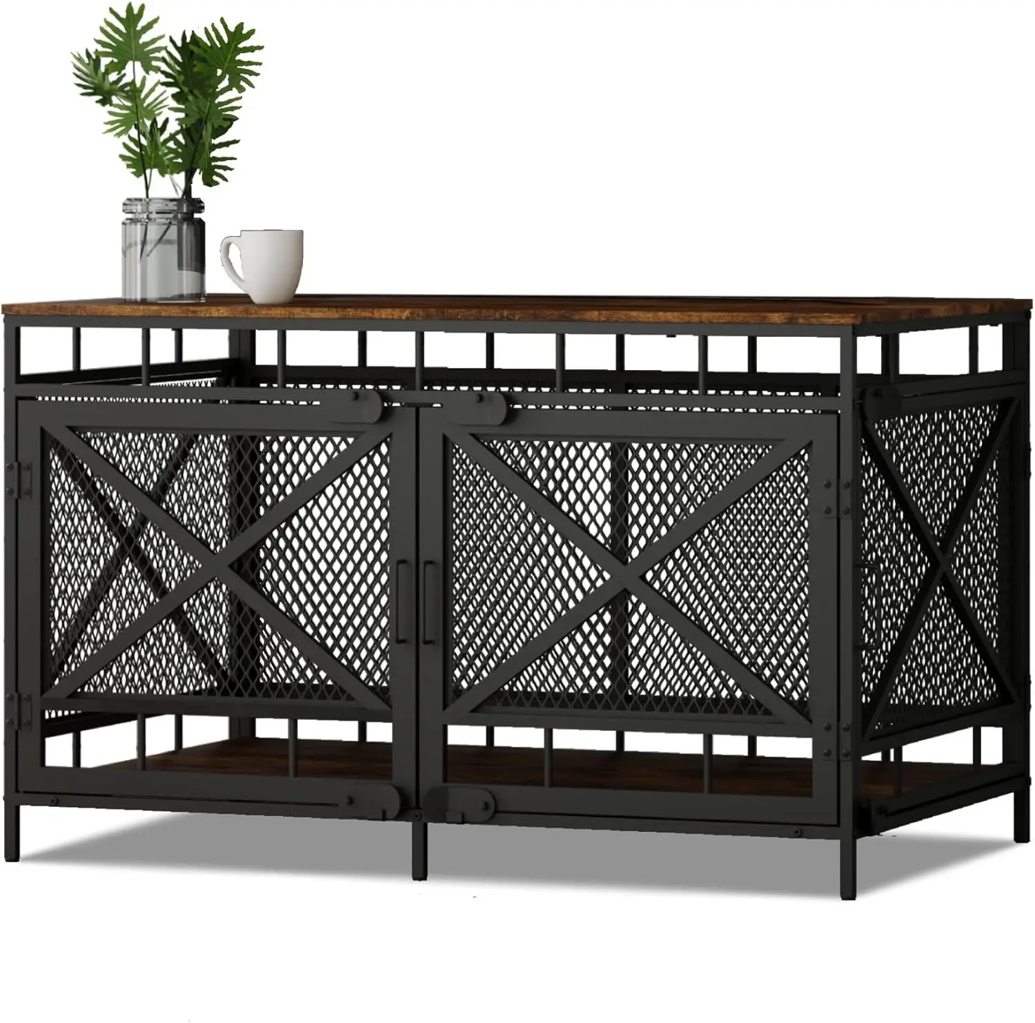 أثاث صندوق الكلاب، بيت الكلب لسلالة صغيرة ومتوسطة وكبيرة، صندوق كلب زاوية كبير عالي التحمل مقاس 43 بوصة، قفص الحيوانات الأليفة الداخلي