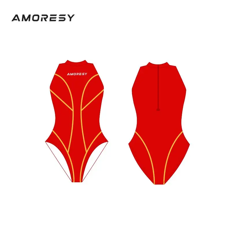 AMORESY Eris Series Red Rear Zipper Sunscreen Anti-chlorine one-piece sexy resort competitive swimsuit