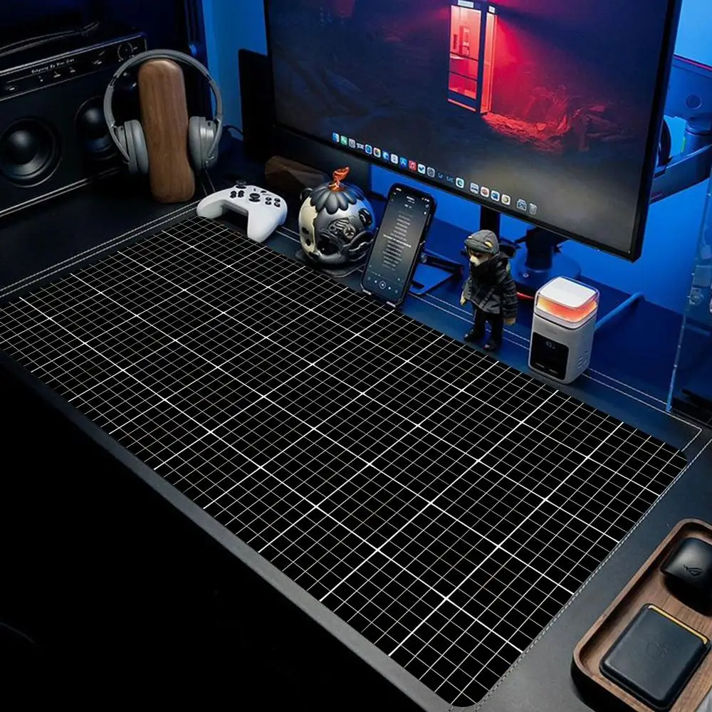 

Grid Desk Mat Black Mouse Pad Gamer Laptop Office Carpet Big HYB XXC Xxl Anime Computer Tables Rubber Mouse Pad Large Desk Mat
