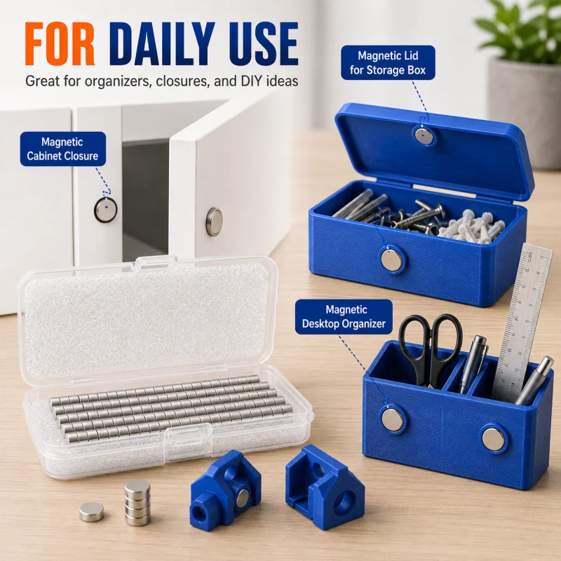 90-teiliges 3D-Druck-Magnet-Set, 4 Größen 5x3 6x2 6x3 8x3mm Neodym-Scheibenmagnete für 3D-gedruckte Modelle, DIY-Projekte, Aufbewahrungsbox – Detail 6