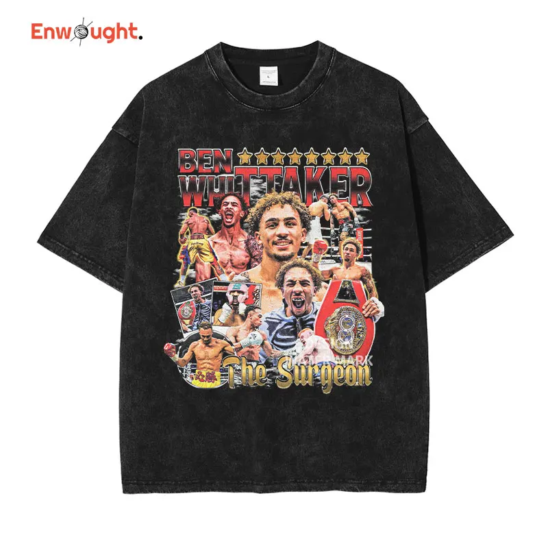 بن ويتكر الملاكمة بطل تي شيرت خمر غسلها قصيرة الأكمام بلايز تيز المتضخم تي شيرت Harajuku البلوز الرجال القطن #1