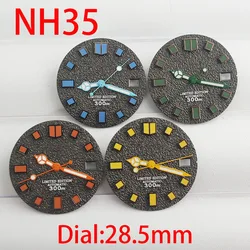 Watch NH35 dial 28.5MM dial hands green luminous for the NH35 NH36 automatic mechanical movement case watch strap accessories