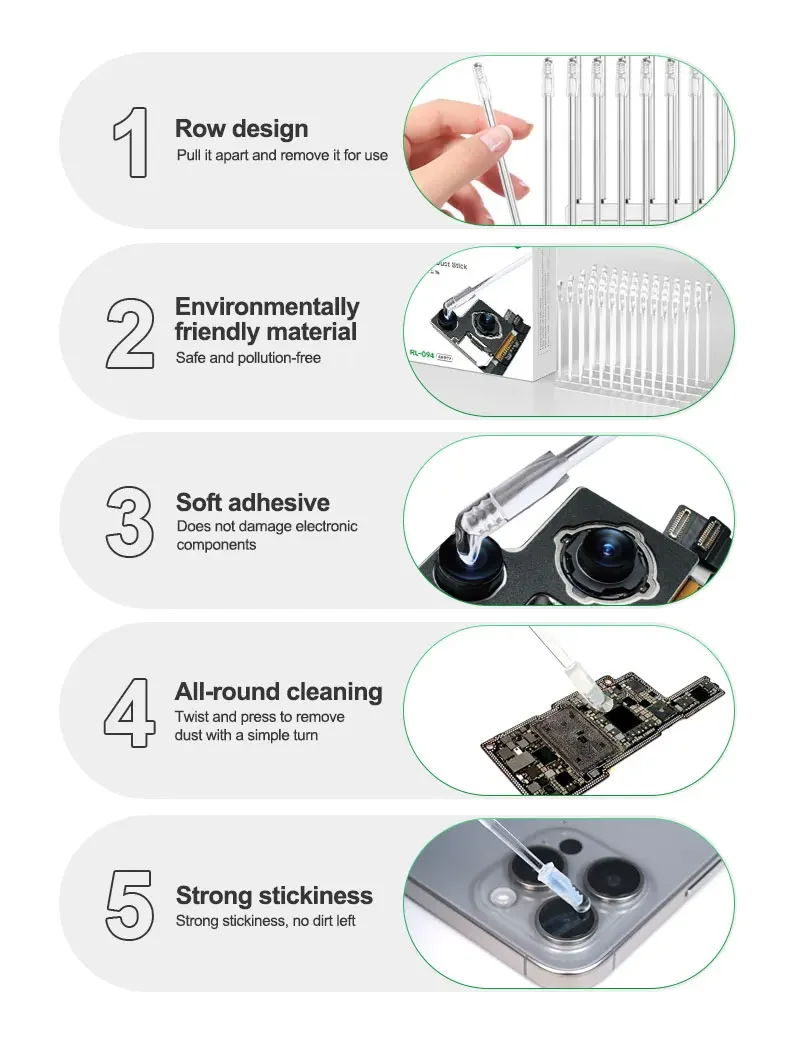 RELIFE RL-094 48 قطعة عدسة الكاميرا الأنظف عصا الاصطناعية الراتنج هلام عصا آيفون أندرويد عدسة الكاميرا الغبار لا ضرر رقاقة