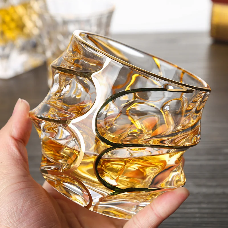 Tracing Gold Thread Crystal Glass Ornaments Luxury Senior Sense Whiskey Glass Wine Glass Beer Glass Brandy Shot Shot Glasses