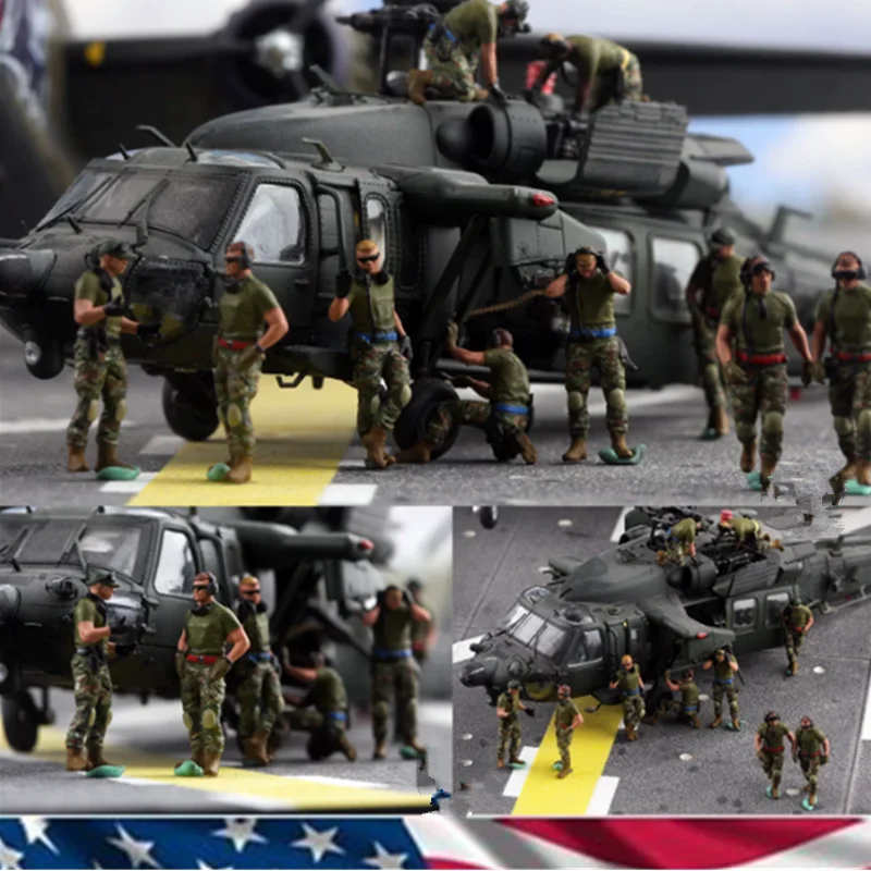 

1:72 Scale Model Resin 3D Printing Painted US Air Force Ground Maintenance Team Soldiers Doll Toys DIY Scene Accessory Display
