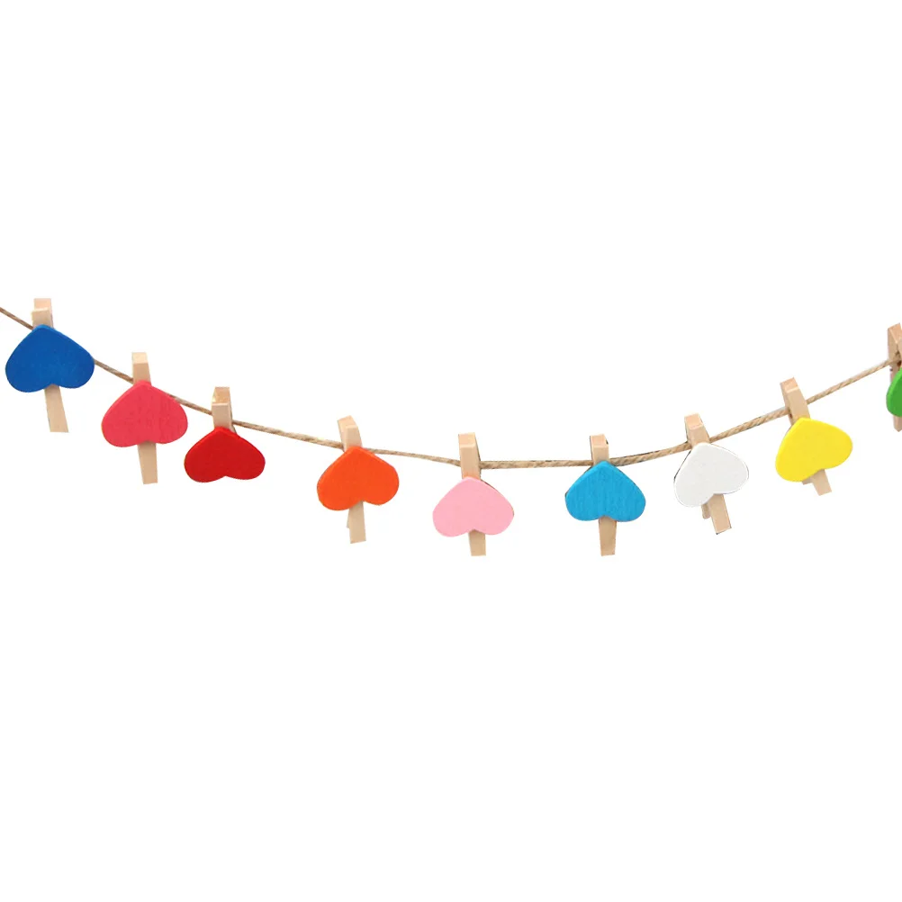 

50Pcs Heart Wooden Clips Photo Craft Clips for Wall Displays Cards Gift Tags Clothing Drying Home Decoration Holiday Craft