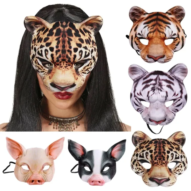 Maska zwierzęca 3D Halloween Masquerade Ball Maski Tygrys Świnia Półmaska ​​Party Karnawał Fancy Dress Rekwizyty kostiumowe