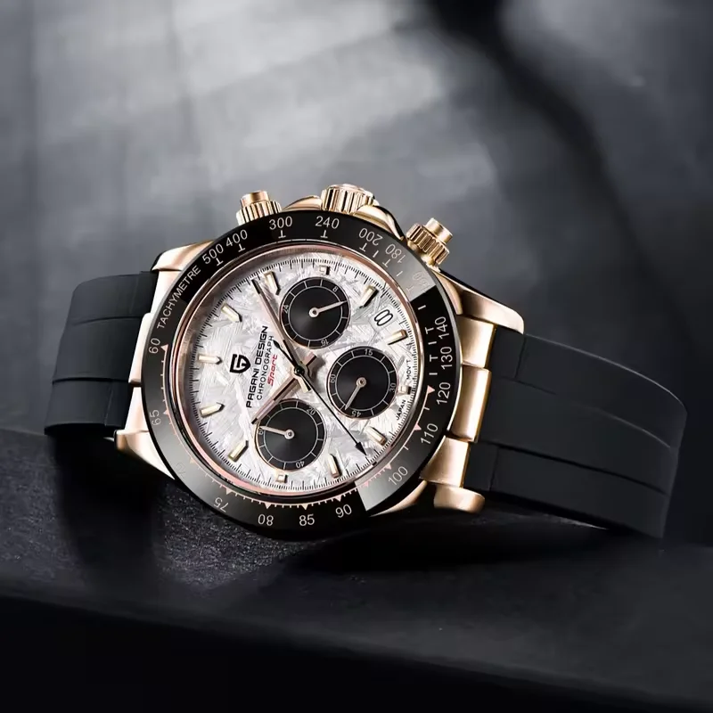 New PAGANI DESIGN PD-1664 Meteorite Dial Fashion Men Quartz Wristwatches 100M Sapphire Glass Chronograph relogio masculino