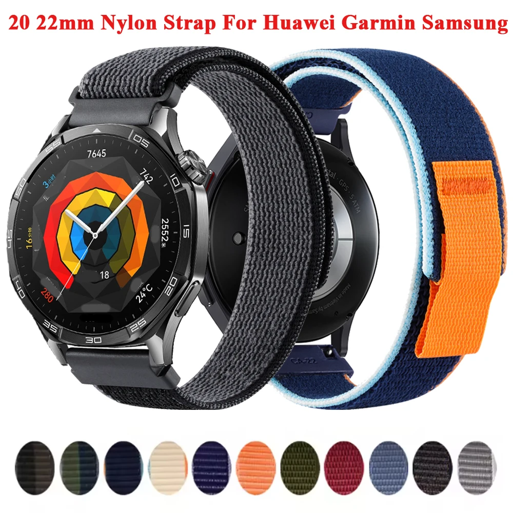 20 22mm pulseiras de náilon para huawei watch 4/3/gt3/4/5/6/2 pro para garmin forerunner265 965 samsung galaxy watch 4/5/6/7/fe pulseira