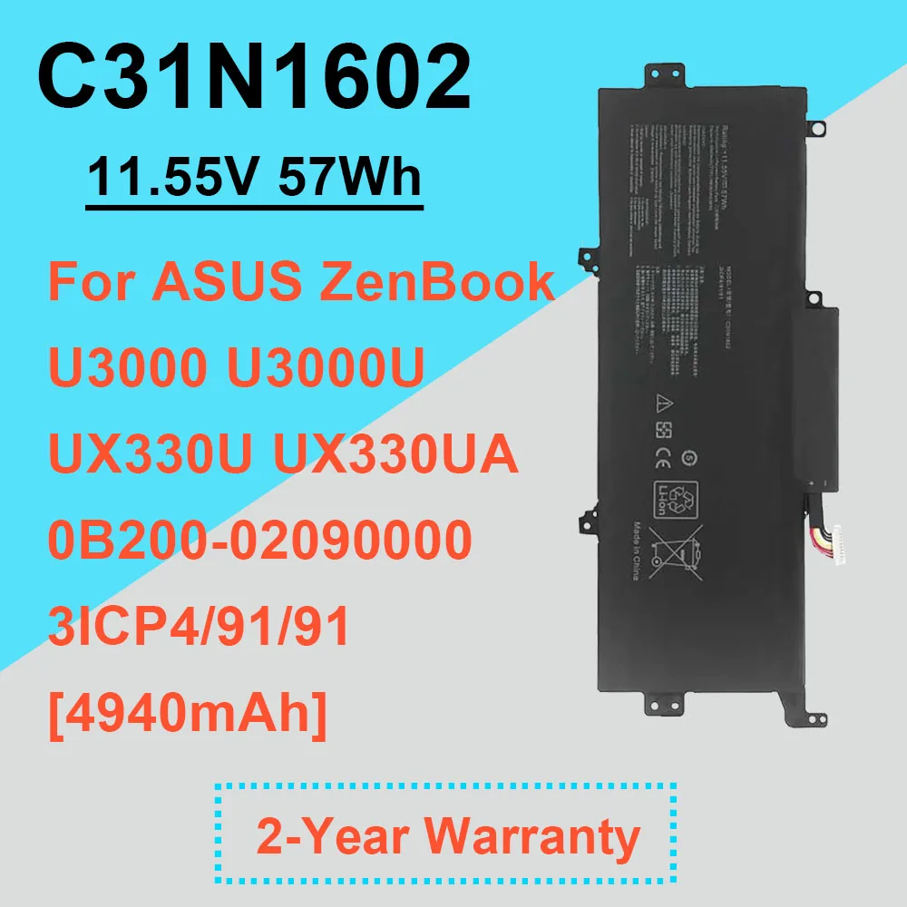 

DODOMORN C31N1602 Аккумулятор для ноутбука ASUS Zenbook U3000 U3000U UX330 UX330U UX330UA Series 3ICP4/91/91 11,55 В 57 Втч 4940 мАч