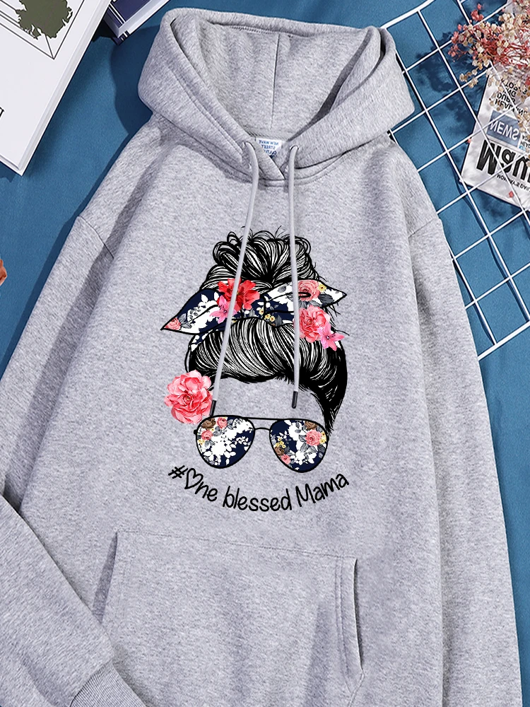 

One Blessed Mama Printed Hoody Female Versatile Comfortable Hooded Causual Trendy Leisure Sportwear Classic Loose Stylish Top