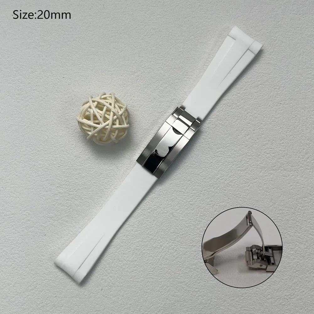 حزام مطاطي للرجال مقاس 20 مم مع مشبك أمان قابل للطي لاستبدال ملحقات علبة الساعة مناسبة لساعة الغوص أو ساعات الكوارتز VK63