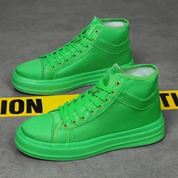 Moda Alta Top Verde Casal Casual Sneakers Chunky Leve Skate Sapatos Homens Plus Size 46 Lona dos homens Sport Shoes