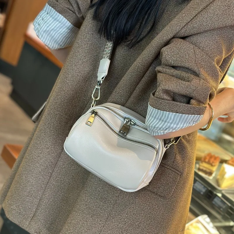 Minimalist Everyday Small Convertible Shoulder Crossbody Bag for Women Soft Top Grain Leather Adjustable Strap Luxury Handbag