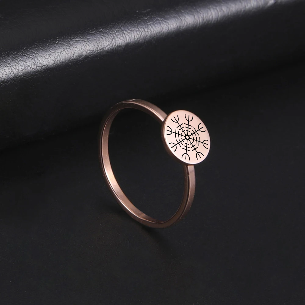 خواتم اسكندنافية من طراز فايكنج Rune Signet العتيق من ليكغريت للرجال والنساء فيفيسير بوصلة حلقة دائرة نوردية رأس من مجوهرات تميمة الرهبة