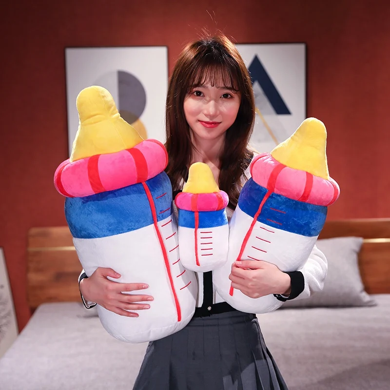 

25cm Soft Milk Bottle Plush Pillow Stuffed Drink Plushie Appeasing Cushion Decor Birthday Gift