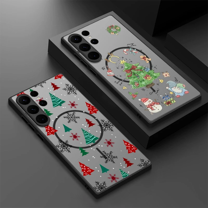 Weihnachtsdruck Magnetische Handyhülle für Samsung Galaxy S25 Edge S24 S23 S22 Ultra S24 Plus S24 S23 S21 FE Magnet PC Back Cover