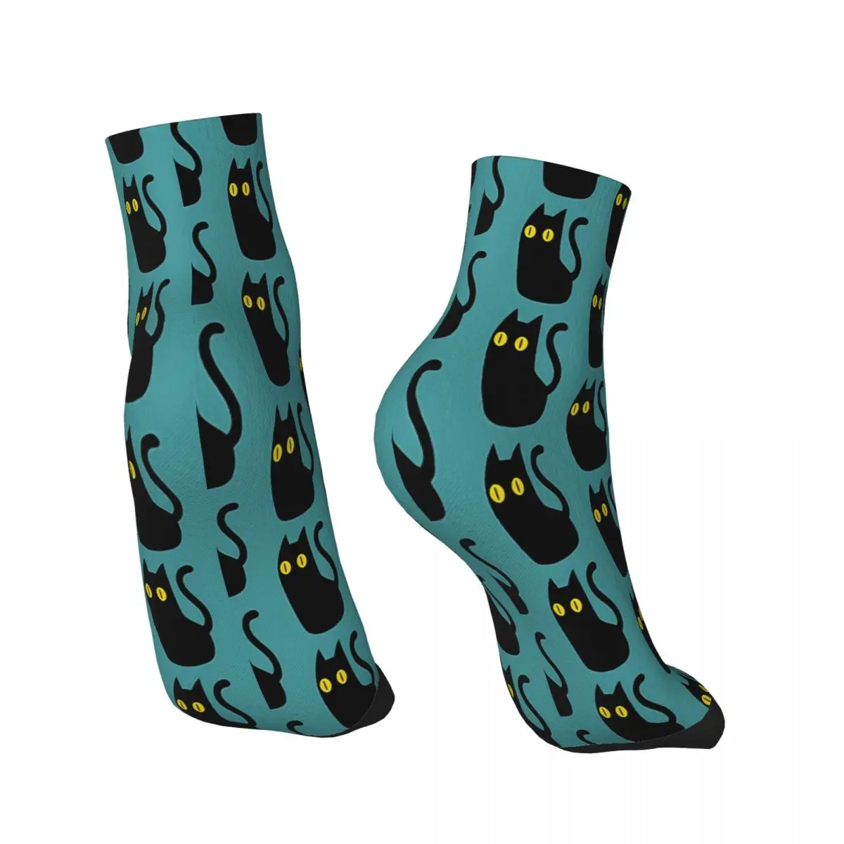 Green Blue Black Cat Halloween Meme Ankle Socks Male Mens Women Spring Stockings Printed