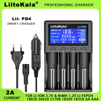 Liitokala Lii-PD4 LCD 3.7V/1.2V/3.2V/3.8V NiMH 18650 16340 18350 18500 21700 20700 26650 Recharge Lithium Battery Charger