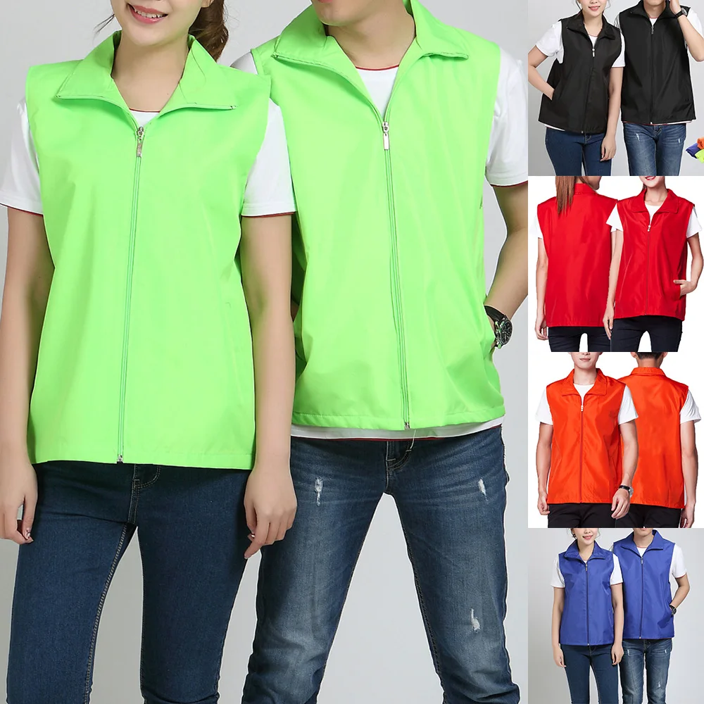 Men Lady Traveler Outdoor Vest Jacket Sleeveless Zip-up Workwear Solid Color Casual Waistcoats Comfort Daily Vests Simply