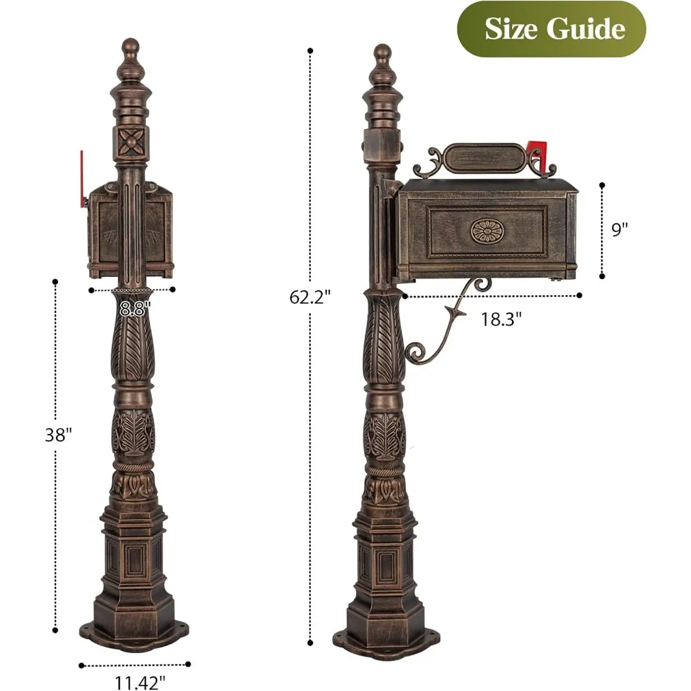 Decorative Post Mailbox Combination Stratford Heavy Duty Mail Box Cast Aluminum