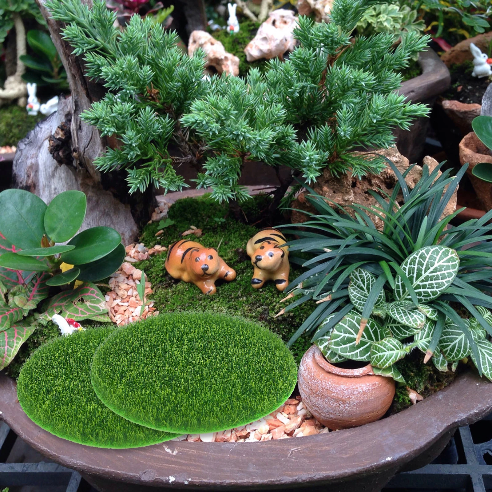 

8Pcs Round Miniature Artificial Lawn Mat Realistic Moss Turf for Dollhouse Garden DIY Decor Craft Accessory Outdoor Display