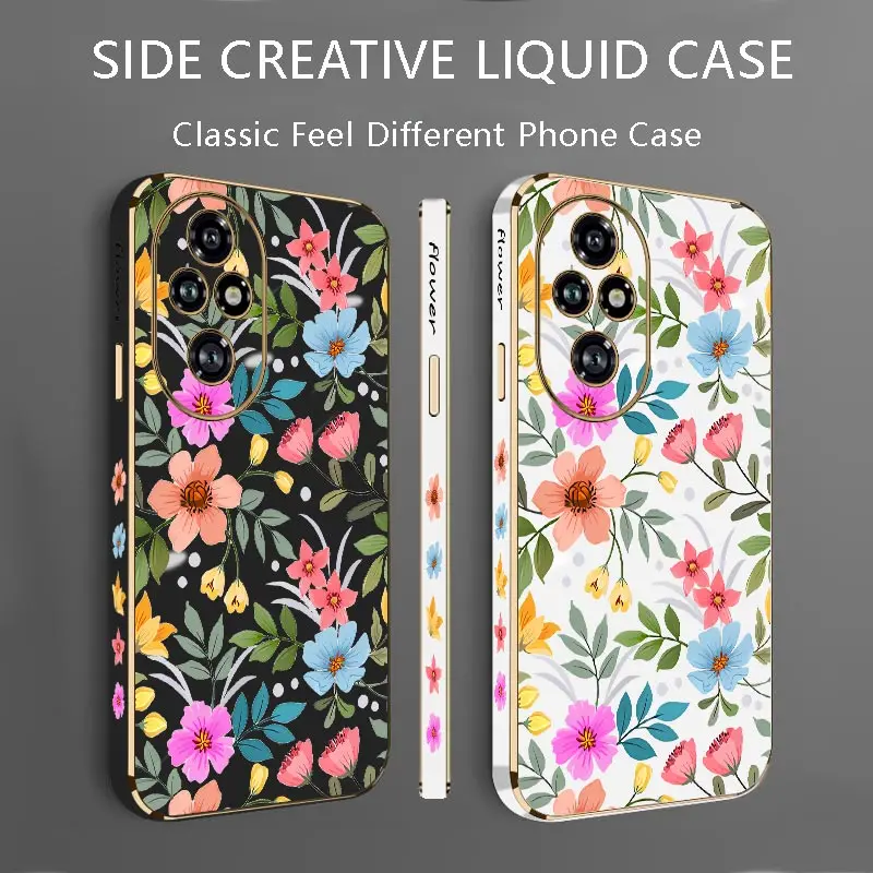 200Pro Color Flower Luxury New Plating Phone Case For Honor 200 200Pro 100 100Pro 200Lite 90 90GT 90Pro Soft Back Cover