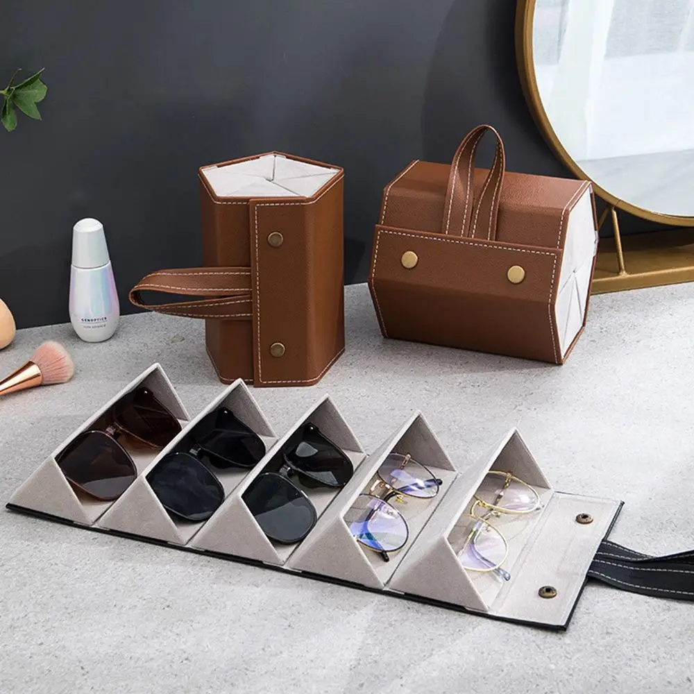 Foldable Portable Jewelry Organizer Save space PU Bag Holder Sunglasses Box Slots Glasses Case Storage box Eyewear Holder