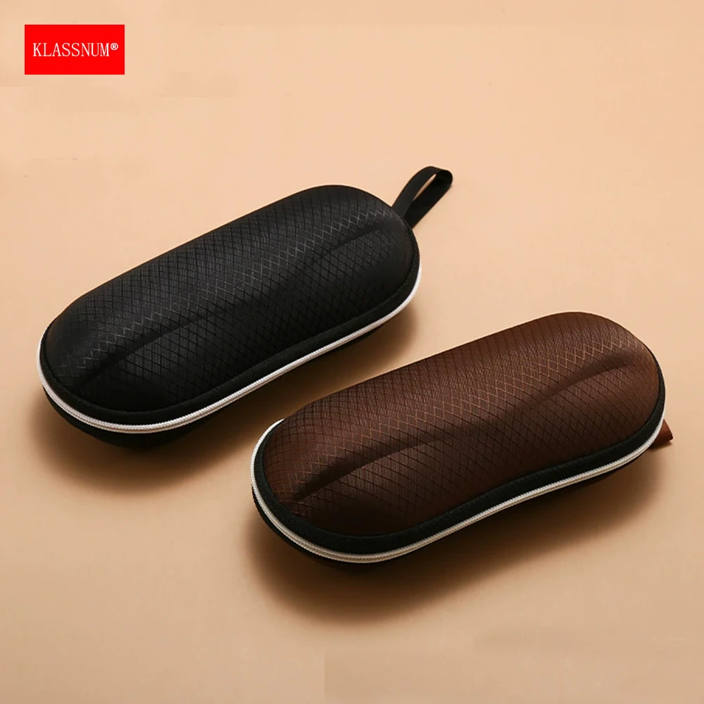 KLASSNUM Hard Glasses Case Sunglasses Protective Case Line Design Shell Sport Glasses Box Rigid Bag Portable Eyepiece Black Case
