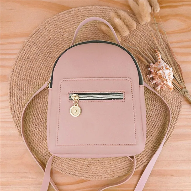 Female Backpack PU Small Teenage Girls Fashion Leisure Zipper Shoulder Bag Knapsack High-capacity Women Mini School Backpack