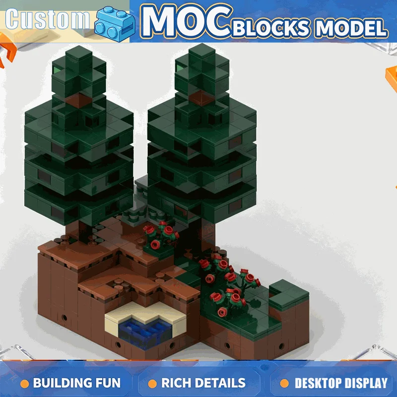 1317PCS MOC Old Growth Taiga Pine Forest Nature Tree Landscape Model Custom Building Block DIY Creative Assembly Toy Gift Series