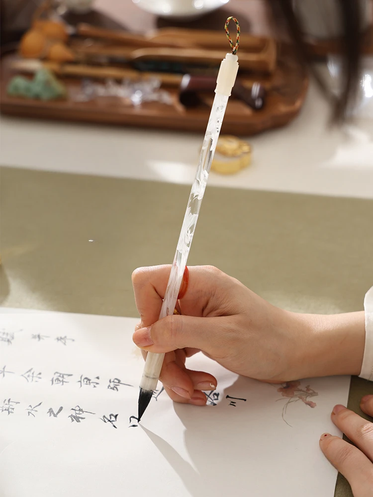 

Clear Acrylic Penholder Wolf /sheep Hair Writing Brush Chinese Painting Supplies Beginner's Calligraphy Practice Art Brushes