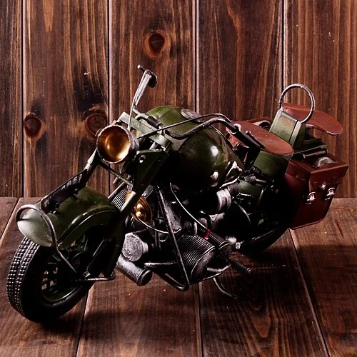 

Vintage motorcycle model sculpture ornament, home living room desktop wine cabinet, antique decoration model gift