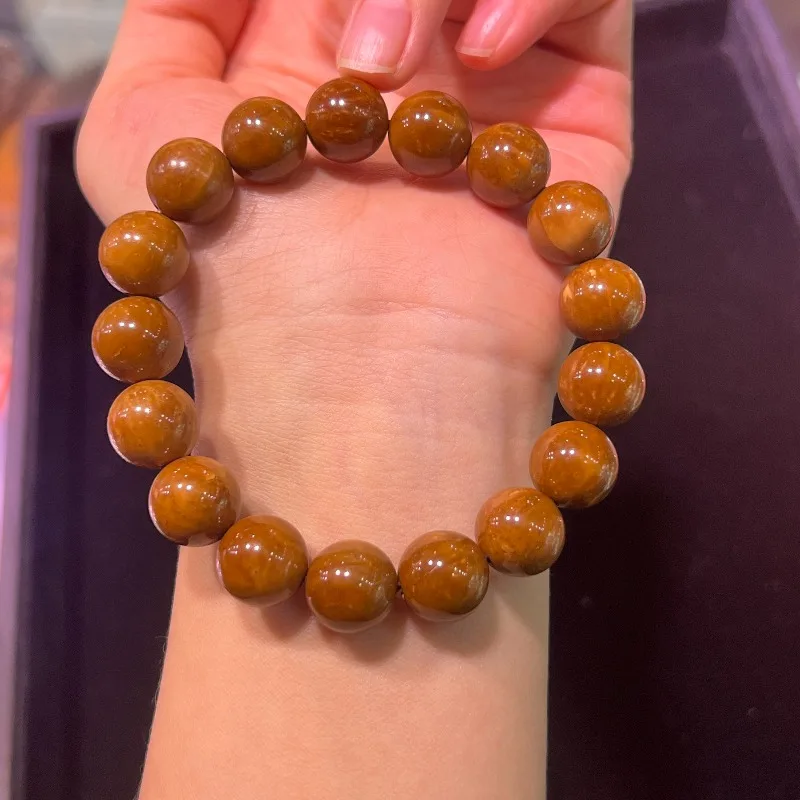 Chinese Style Good Luck Blessing Fortune Attracting 12mm High Polished High Density Kuka Nut Round Beads Single Strand Bracelet