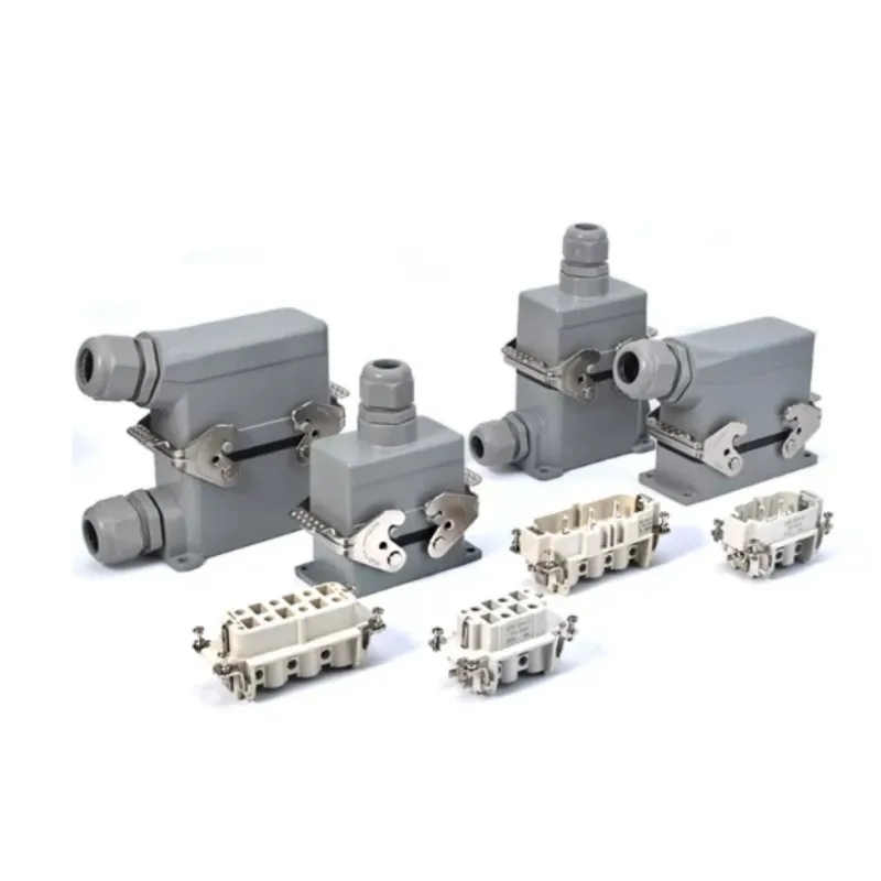 Rectangular 6 Pin 35A Waterproof Connector Side Exit, Heavy Duty Industrial Plug Socket