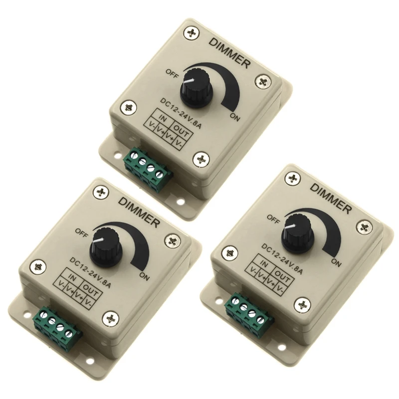 3X DC 12V-24V LED Dimmer Controller Adjust Single Color For 5050 3528 LED Strip