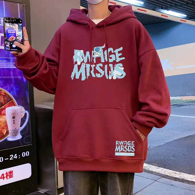 

Утепленная флисовая толстовка с капюшоном для мужчин, весна-осень, в американском ретро-стиле, плотная куртка с капюшоном для подростков, модный бренд...