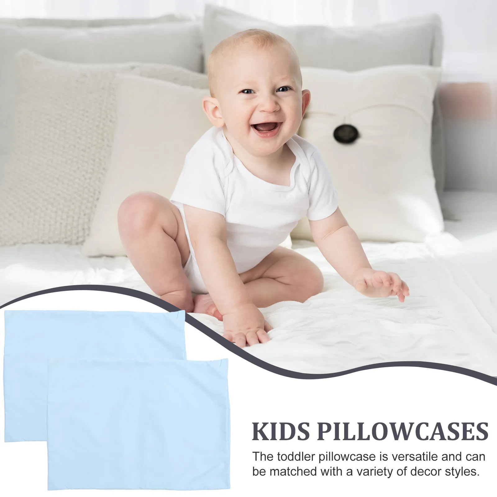 

2Pcs Baby Pillow Cases Lightweight and Portable Toddler Pillow Cover with Simple Elegant Design for Home Travel Use